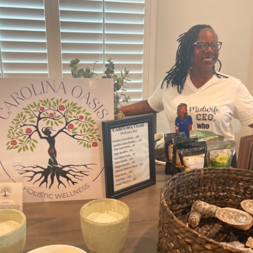 Carolina Oasis CEO featured with numerous Carolina Oasis products.